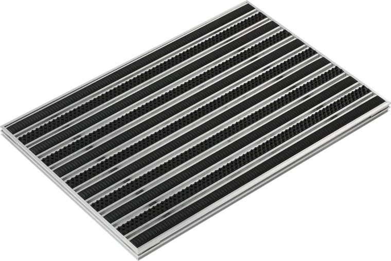 Wycieraczka aluminiowa NEVRA STEP 1 + STEP 2 STANDARD 17/30 — wkład szczotkowy i winylowy